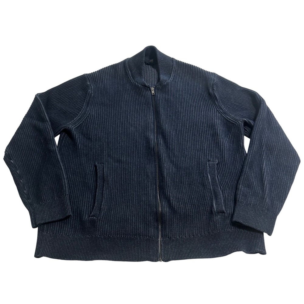 Banana Republic Mens XXL Navy Blue Ribbed Cotton Full Zip Cardigan Sweater